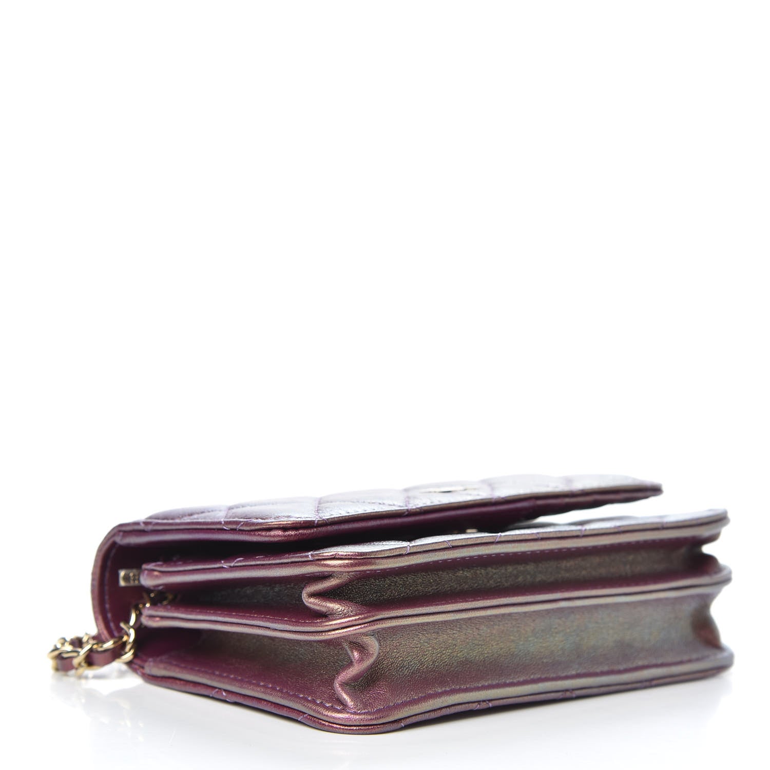 Chanel Iridescent Lambskin Quilted Mini Wallet On Chain WOC Purple 4 of 12