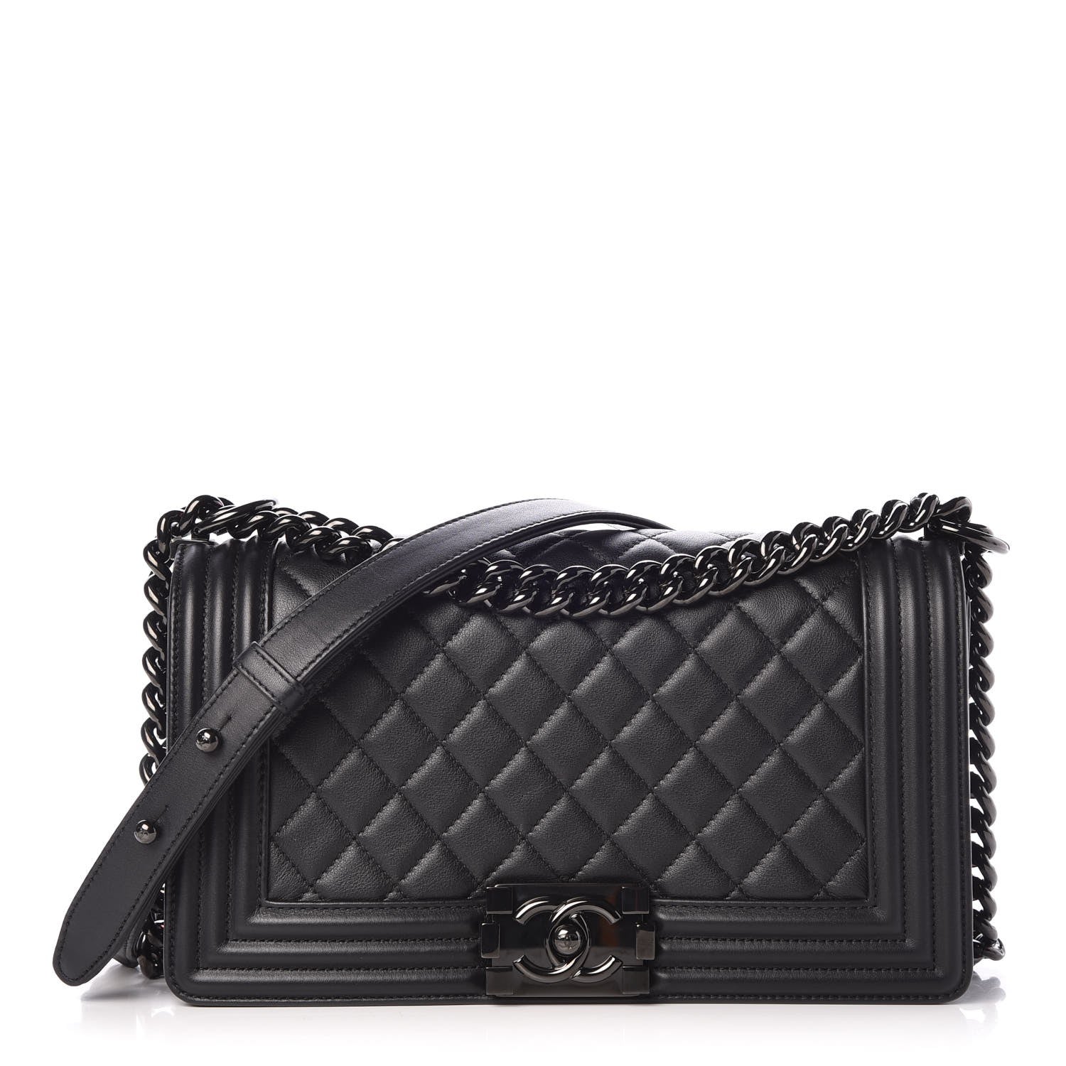 Chanel Calfskin Quilted Medium Boy Flap So Black 1 of 8