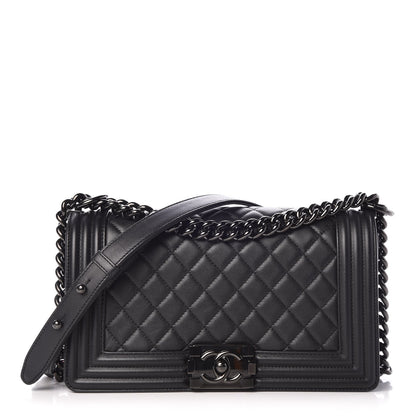 Chanel Calfskin Quilted Medium Boy Flap So Black 1 of 8