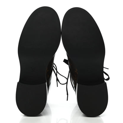 Louis Vuitton Calfskin Monogram Wonderland Flat Ranger Boots 38.5 Black 5 of 7