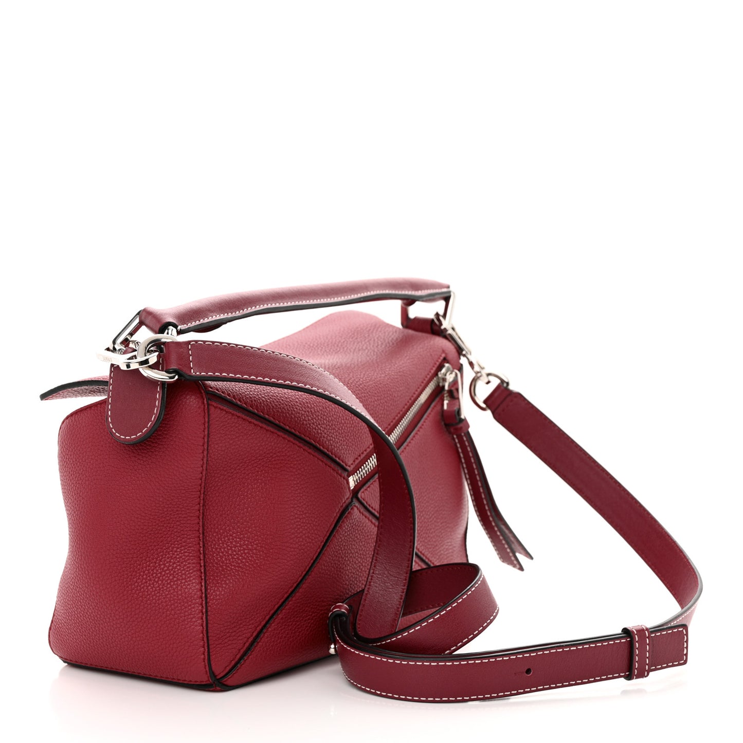 Calfskin Small Puzzle Bag Raspberry