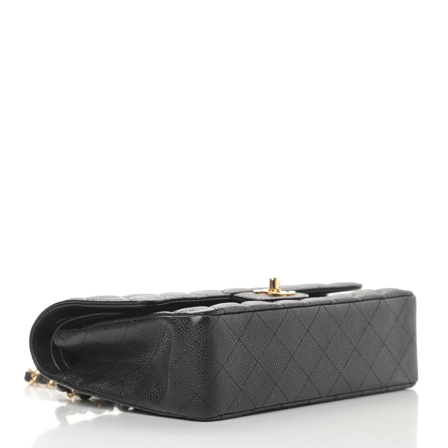 Caviar Quilted Medium Double Flap Black