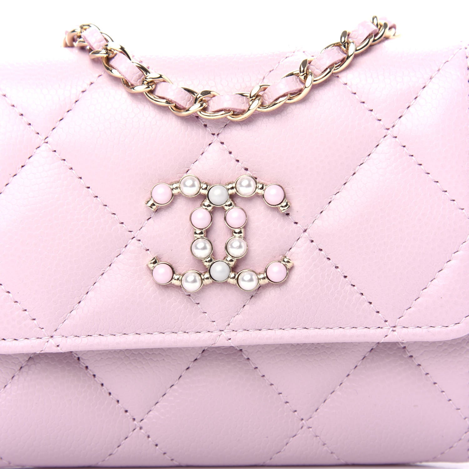 Chanel Caviar Quilted Coco Candy Card Holder On Chain Light Pink 10 of 11