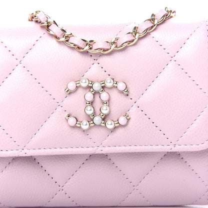 Chanel Caviar Quilted Coco Candy Card Holder On Chain Light Pink 10 of 11