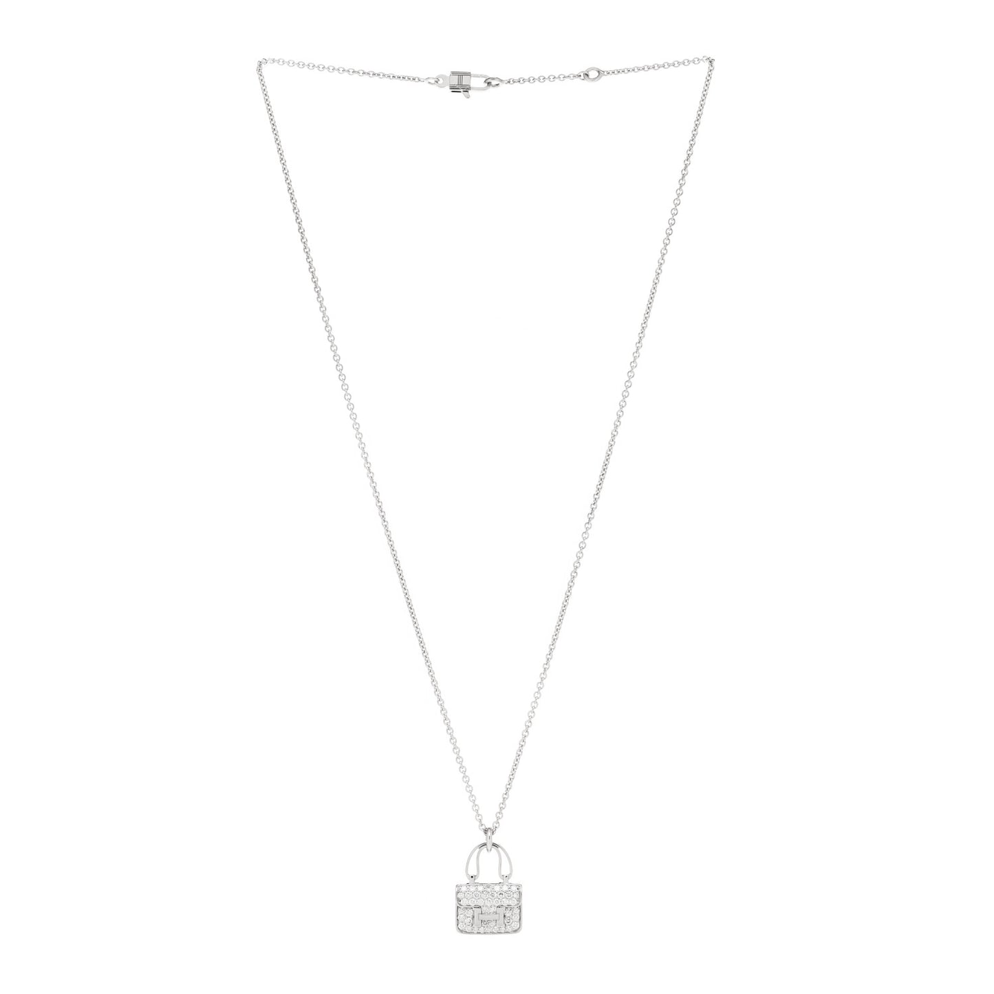 18K White Gold Diamond Constance Amulettes Pendant Necklace