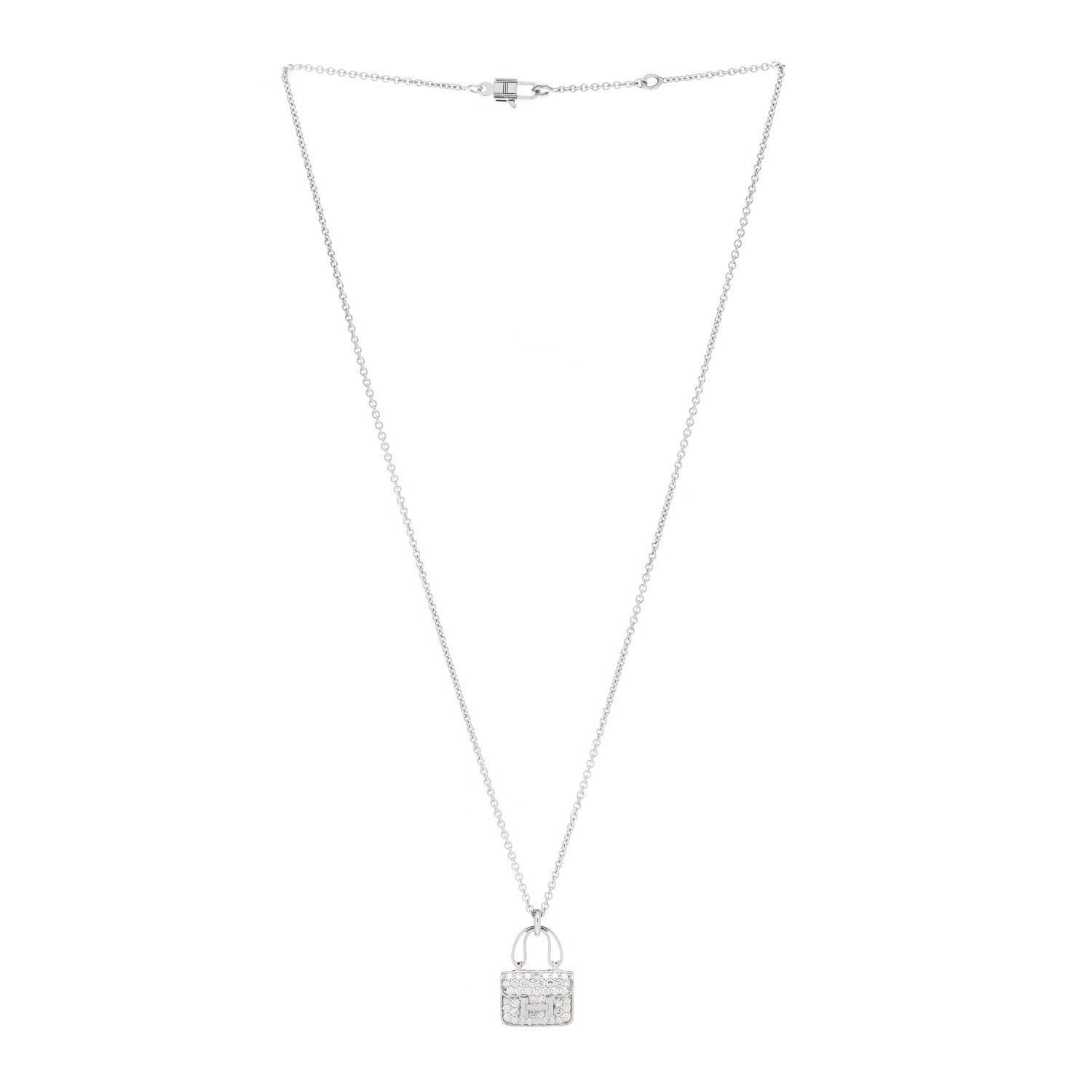 Hermes 18K White Gold Diamond Constance Amulettes Pendant Necklace 3 of 5