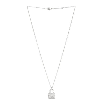 Hermes 18K White Gold Diamond Constance Amulettes Pendant Necklace 3 of 5