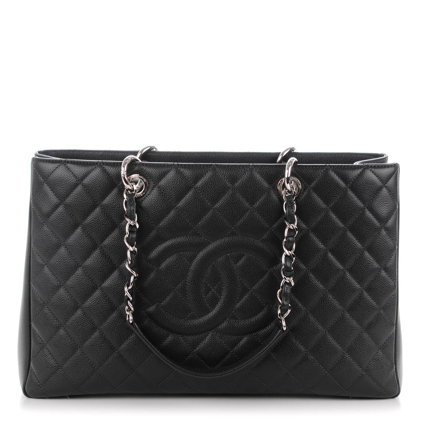 Caviar Quilted XL Grand Shopping Tote GST Dark Grey