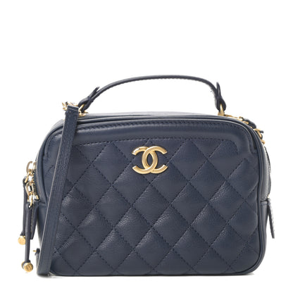 Chanel Calfskin Quilted CC Small Vanity Case Navy 1 of 15