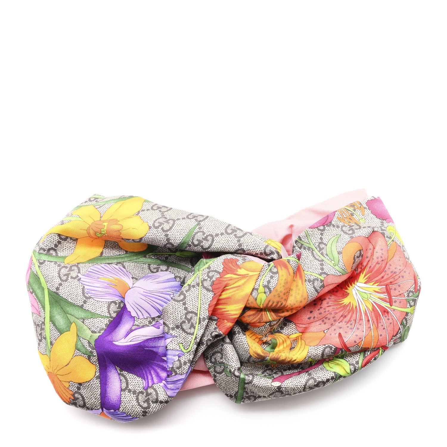 Gucci Silk Monogram Flora Print Headband M Pink 1 of 5