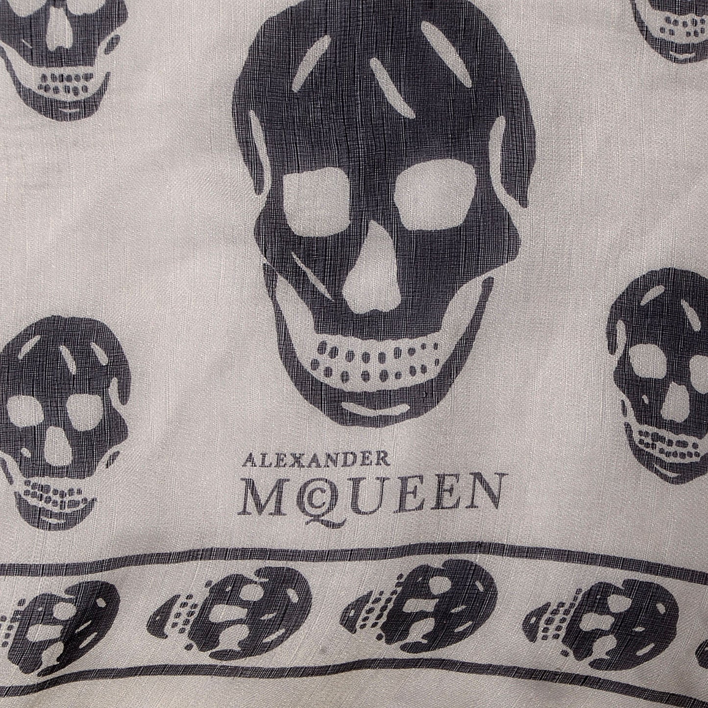 Silk Chiffon Skull Scarf Ivory Black