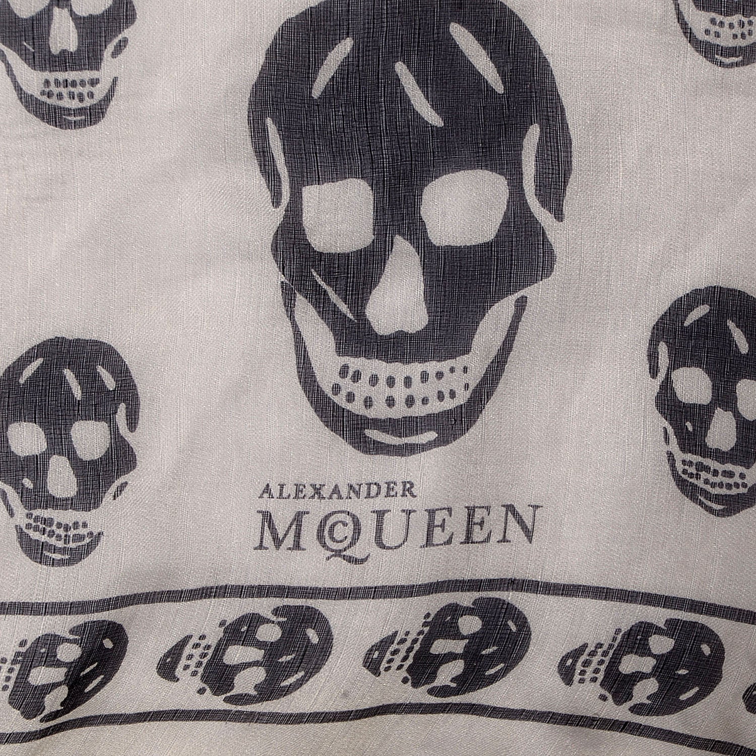 Alexander McQueen Silk Chiffon Skull Scarf Ivory Black 4 of 4