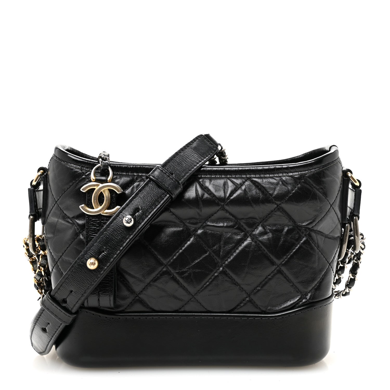 Chanel Aged Calfskin Quilted Small Gabrielle Hobo Black 1 of 10