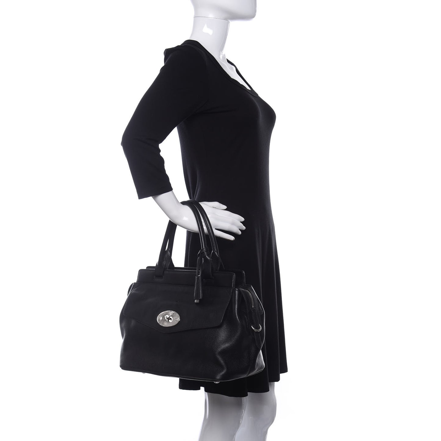 Soft Grain Calfskin Satchel Black