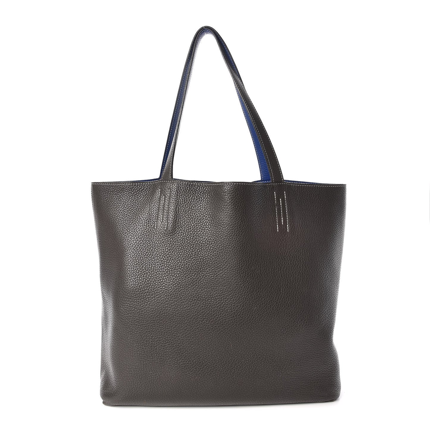 Taurillon Clemence Double Sens 36 Reversible Tote Graphite Bleu Electrique