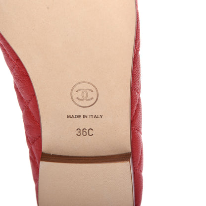 Chanel Aged Calfskin Quilted CC Cap Toe Ballerina Flats 36 Red 9 of 13