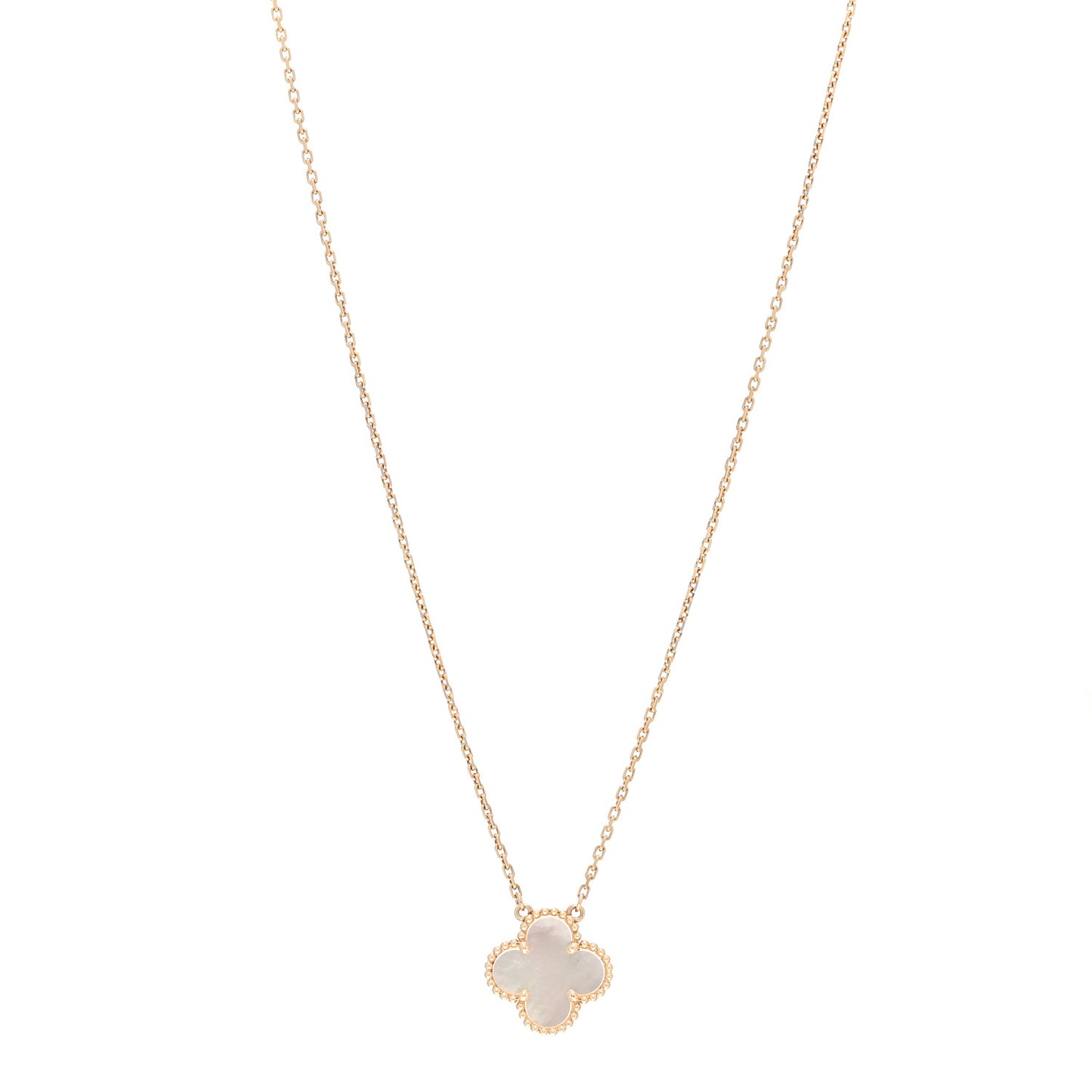 18K Yellow Gold Mother of Pearl Vintage Alhambra Pendant Necklace