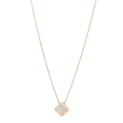 Van Cleef & Arpels 18K Yellow Gold Mother of Pearl Vintage Alhambra Pendant Necklace 1 of 5
