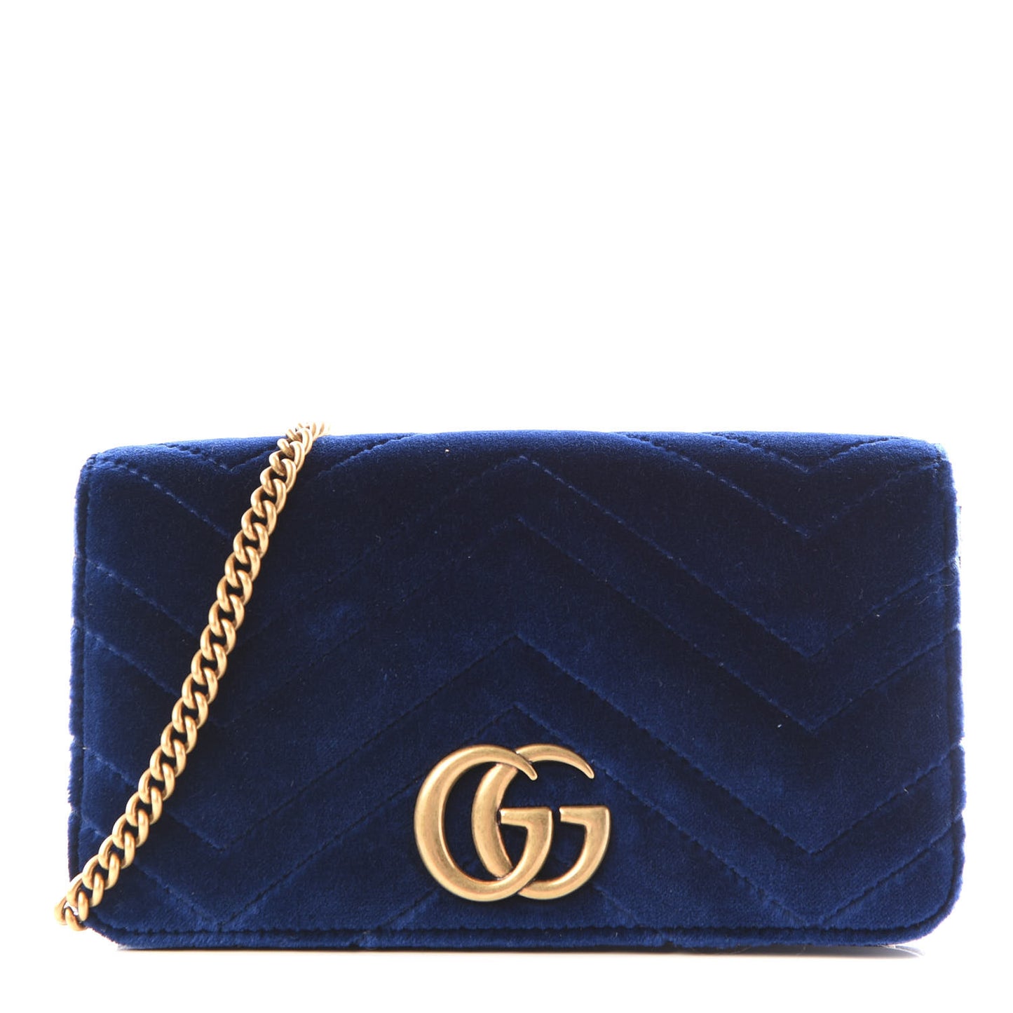 Velvet Matelasse GG Marmont Mini Bag Cobalt Blue