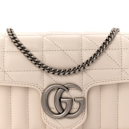 Gucci Calfskin Matelasse Aria Super Mini GG Marmont Shoulder Bag Mystic White 8 of 11