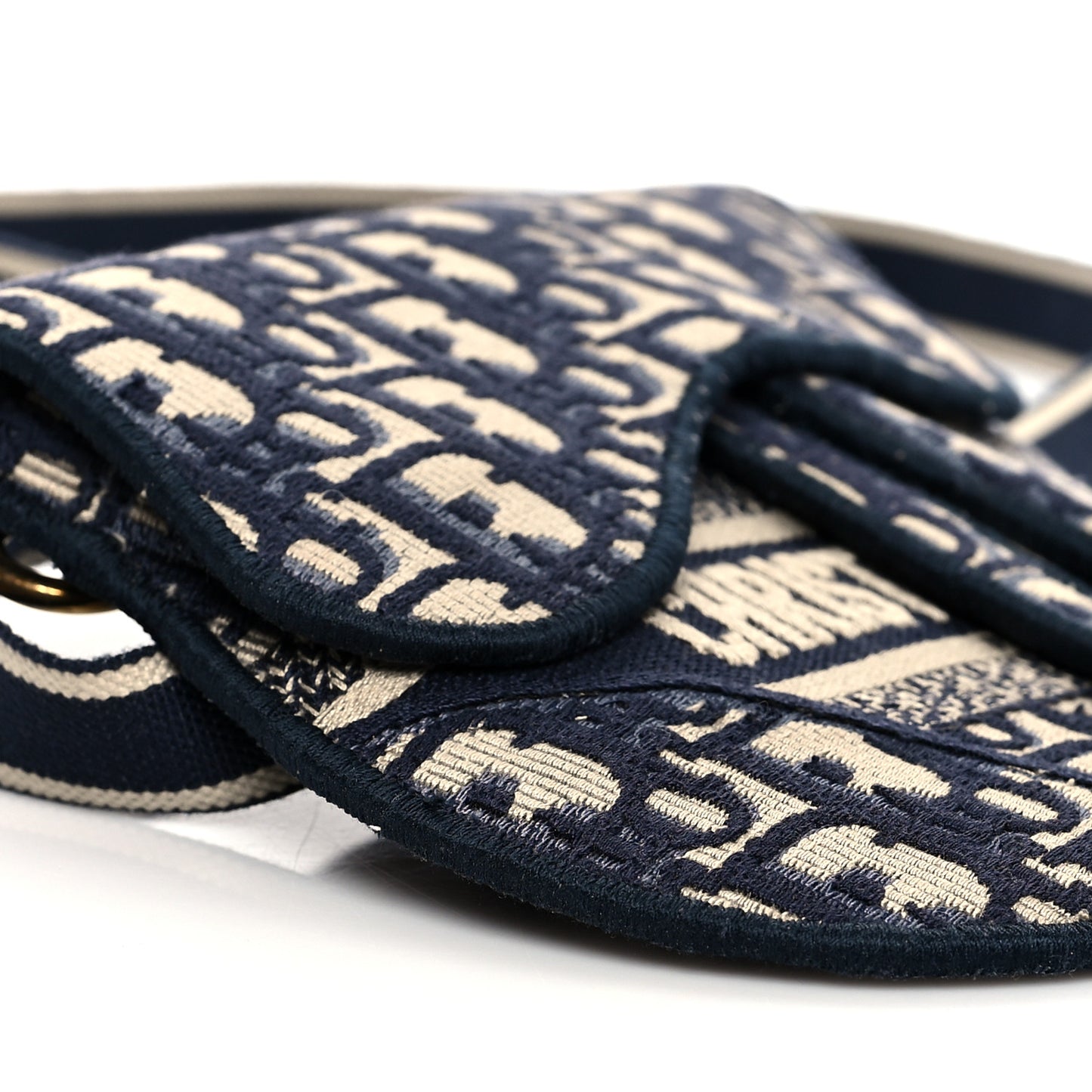 Oblique Embroidered Saddle Belt Pouch Blue