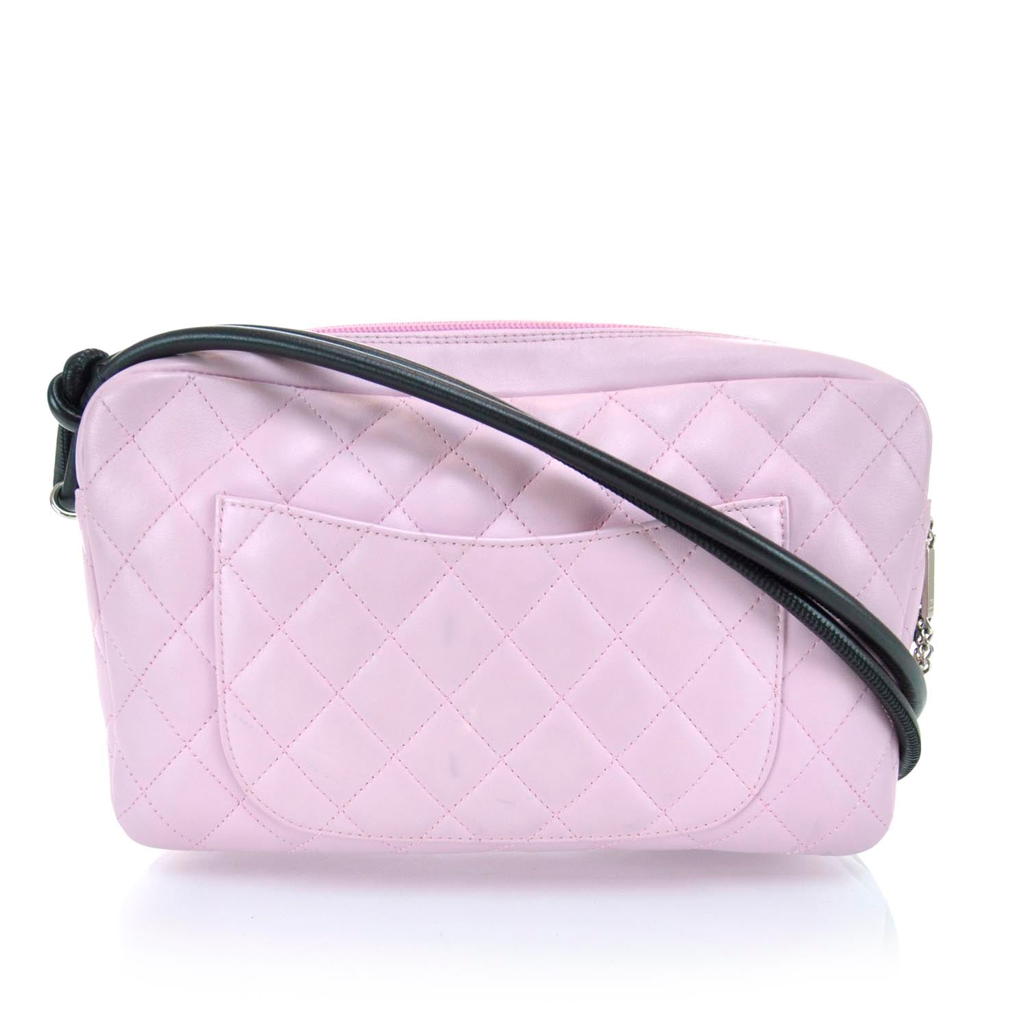 Chanel Calfskin Quilted Cambon Shoulder Bag Pink Black 12 of 21