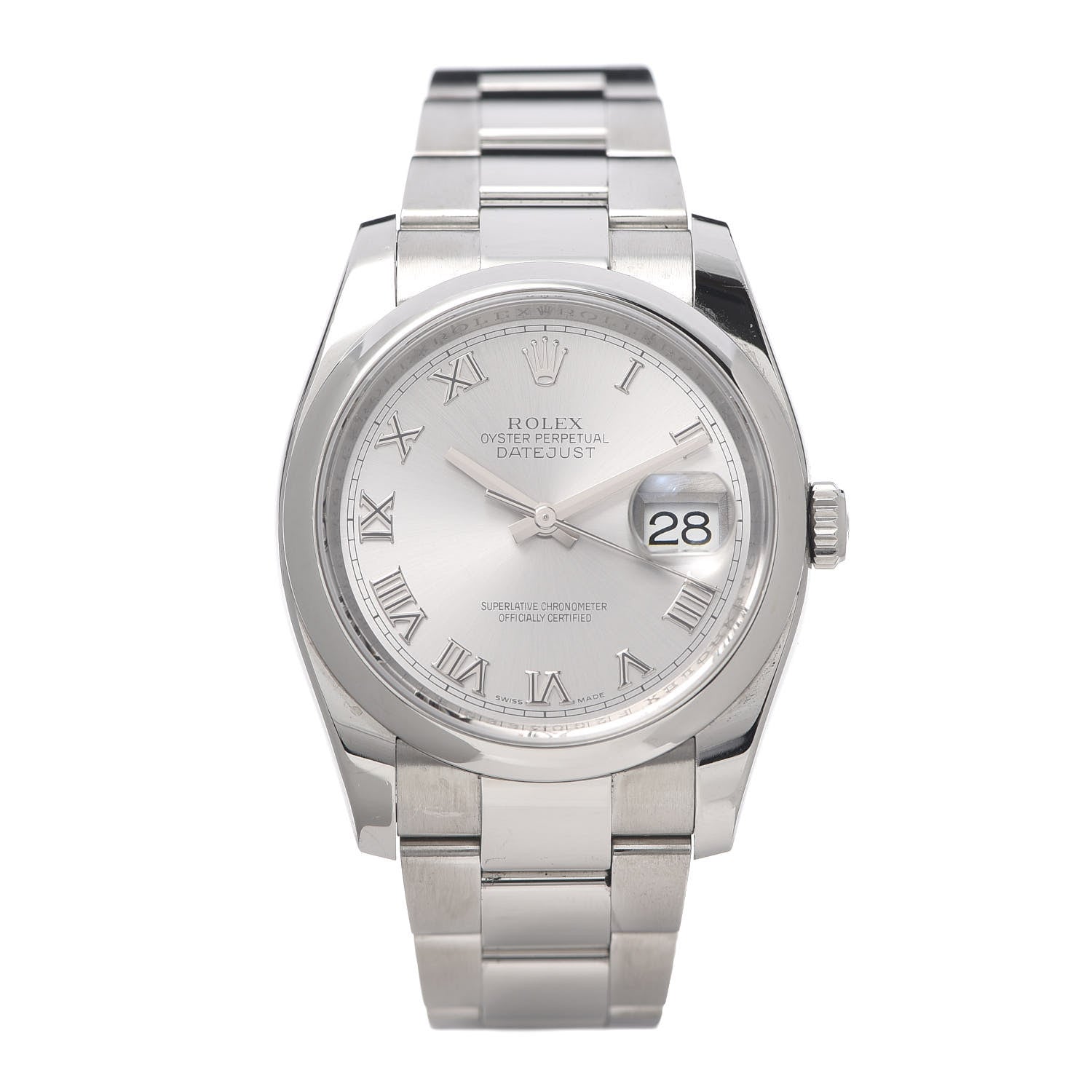 Rolex Stainless Steel 36mm Oyster Perpetual Datejust Watch Silver Roman 116200 1 of 7