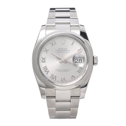 Rolex Stainless Steel 36mm Oyster Perpetual Datejust Watch Silver Roman 116200 1 of 7