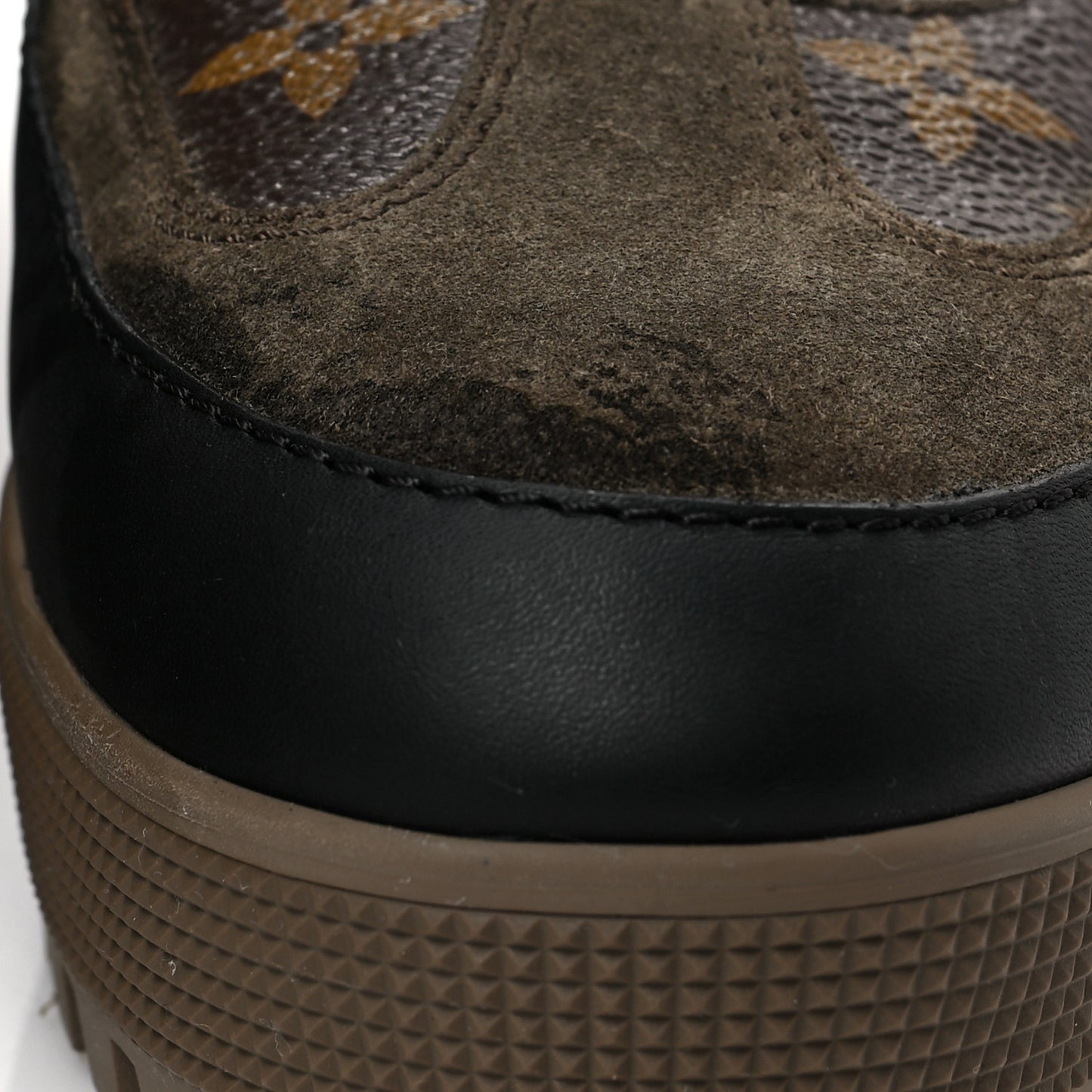 Suede Calfskin Monogram Laureate Platform Desert Boots 40 Taupe