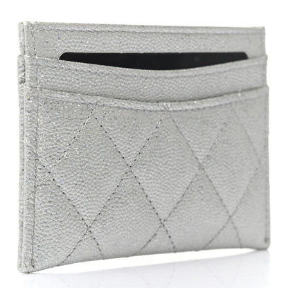 Chanel Glittered Metallic Caviar Quilted Card Holder Silver 3 of 8