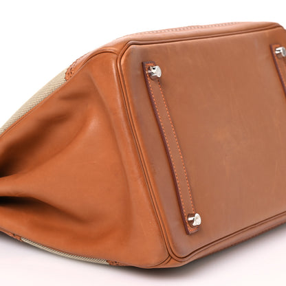 Hermes Barenia Toile Ghillies Birkin 35 Fauve 9 of 16
