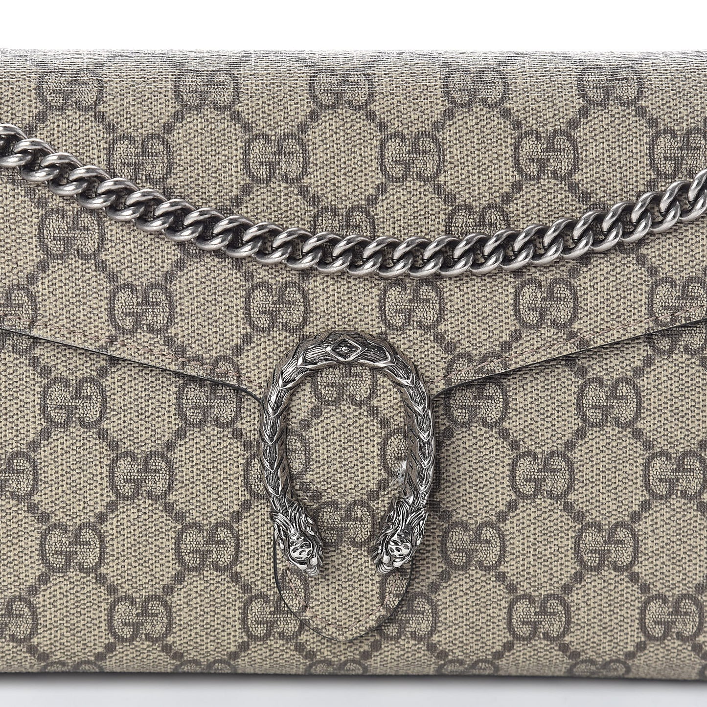 GG Supreme Monogram Mini Dionysus Chain Wallet Beige Black