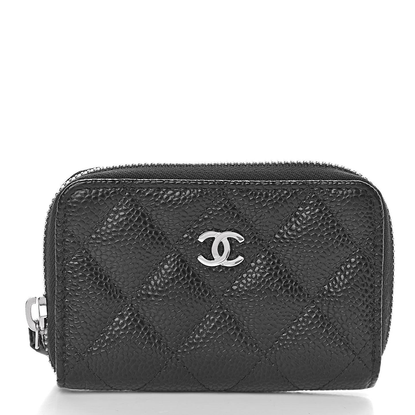 Caviar Quilted Zip Coin Purse Black