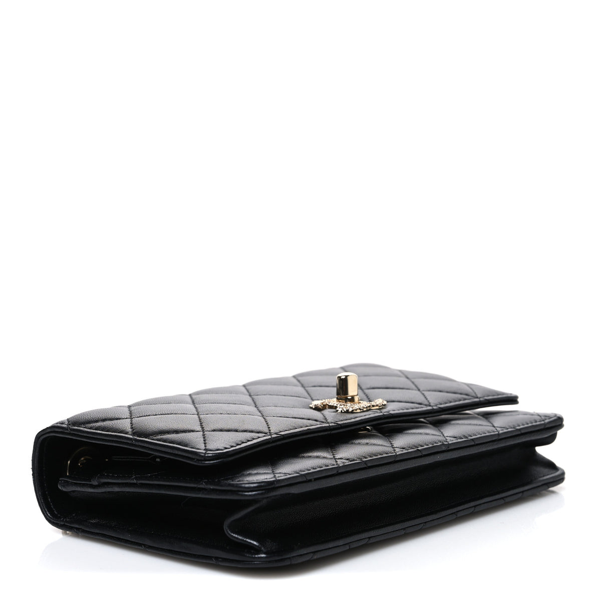 Chanel Lambskin Crystal Quilted Trendy CC Top Handle WOC Flap Bag Black 4 of 11