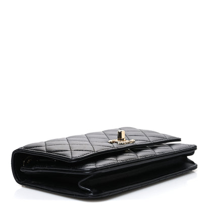 Chanel Lambskin Crystal Quilted Trendy CC Top Handle WOC Flap Bag Black 4 of 11