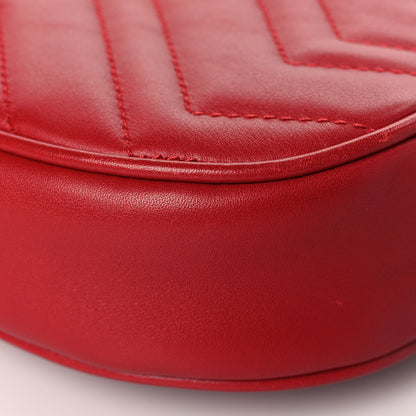 Gucci Calfskin Matelasse GG Marmont Belt Bag 75 30 Hibiscus Red 9 of 9