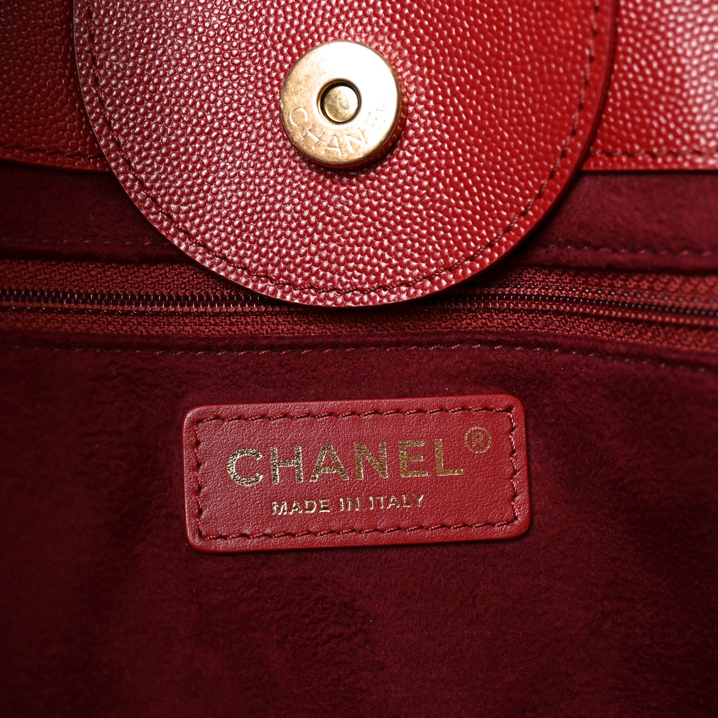Caviar Small Studded Deauville Tote Red