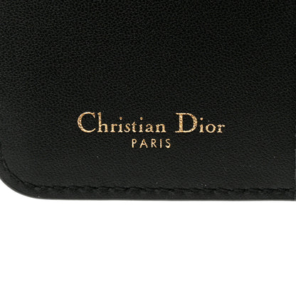 Christian Dior Grained Calfskin Supple Cannage Caro Scarlet Zipped Wallet Black 6 of 8