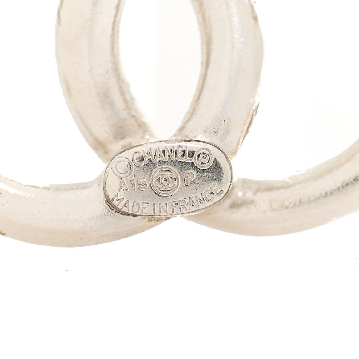 Chanel Baguette Crystal CC Earrings Silver Blue 3 of 3