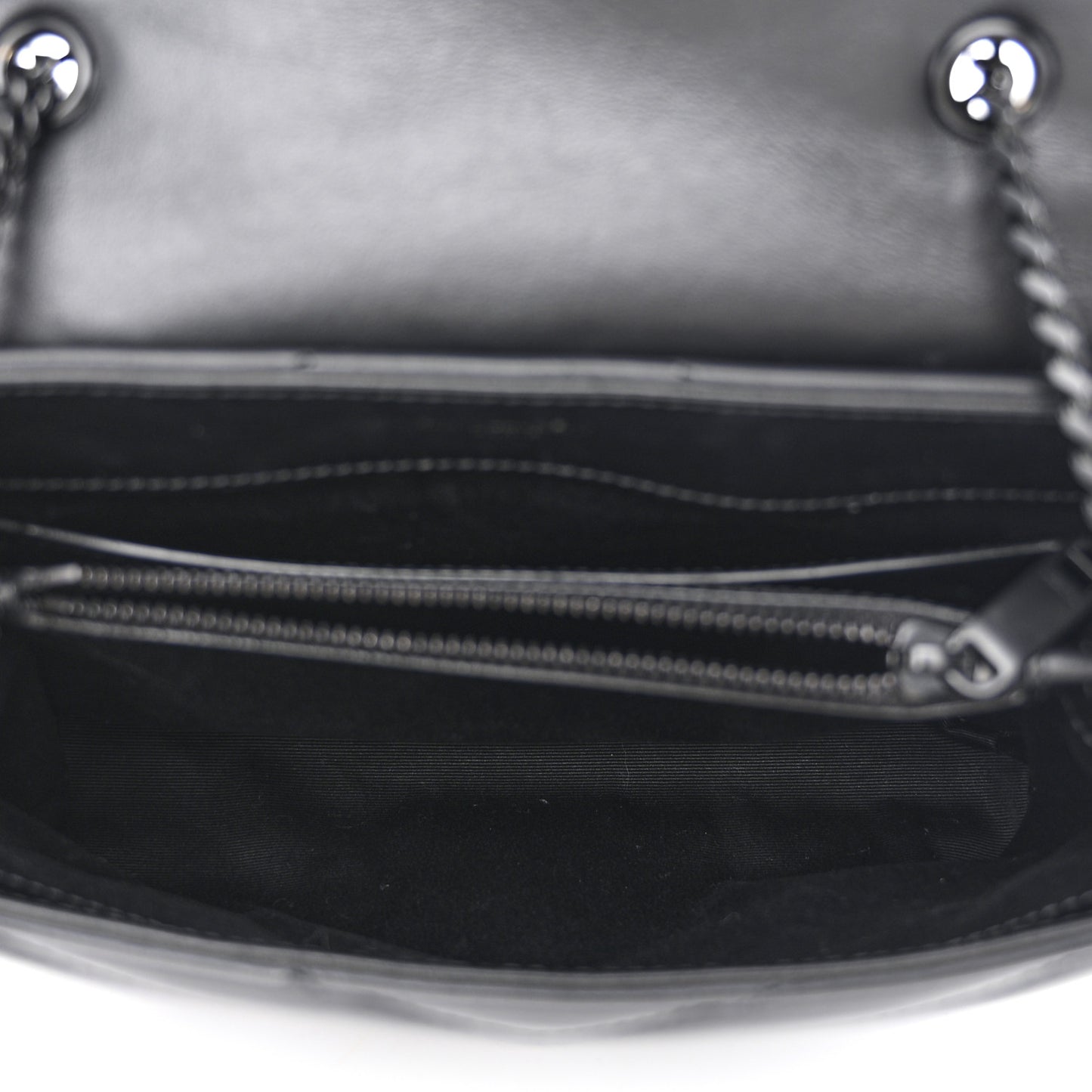 Calfskin Y Quilted Monogram Monochrome Small Loulou Chain Satchel Black
