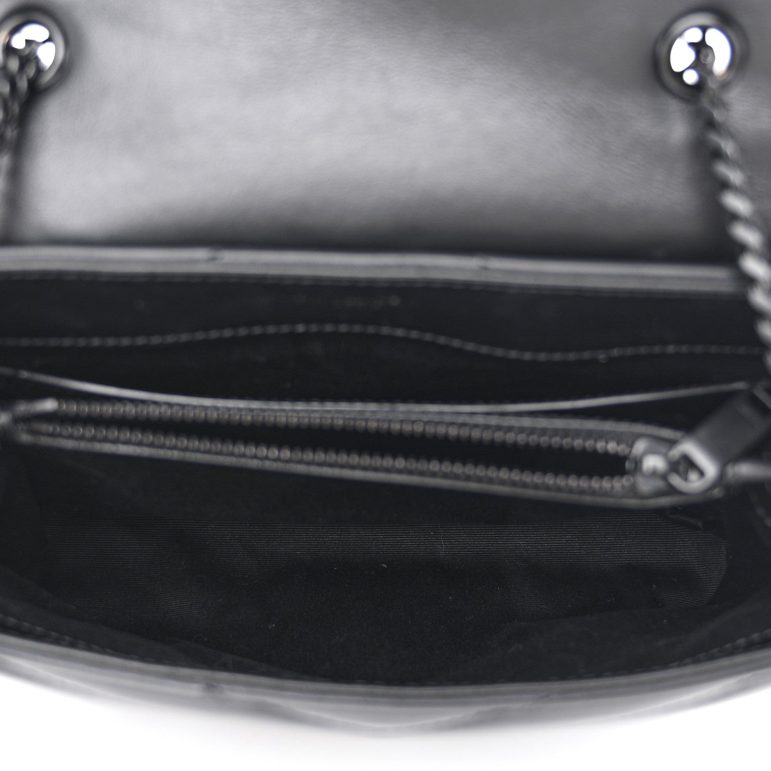 Saint Laurent Calfskin Y Quilted Monogram Monochrome Small Loulou Chain Satchel Black 5 of 11