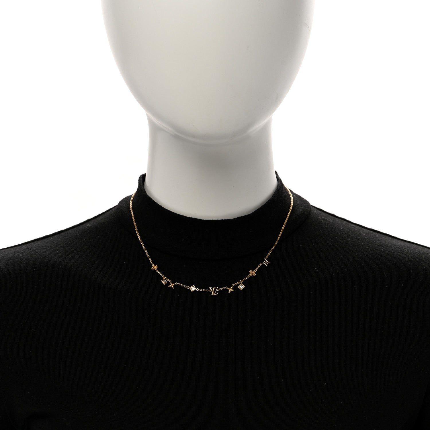 Louis Vuitton Metal Crystal LV In The Sky Necklace Gold 1728668