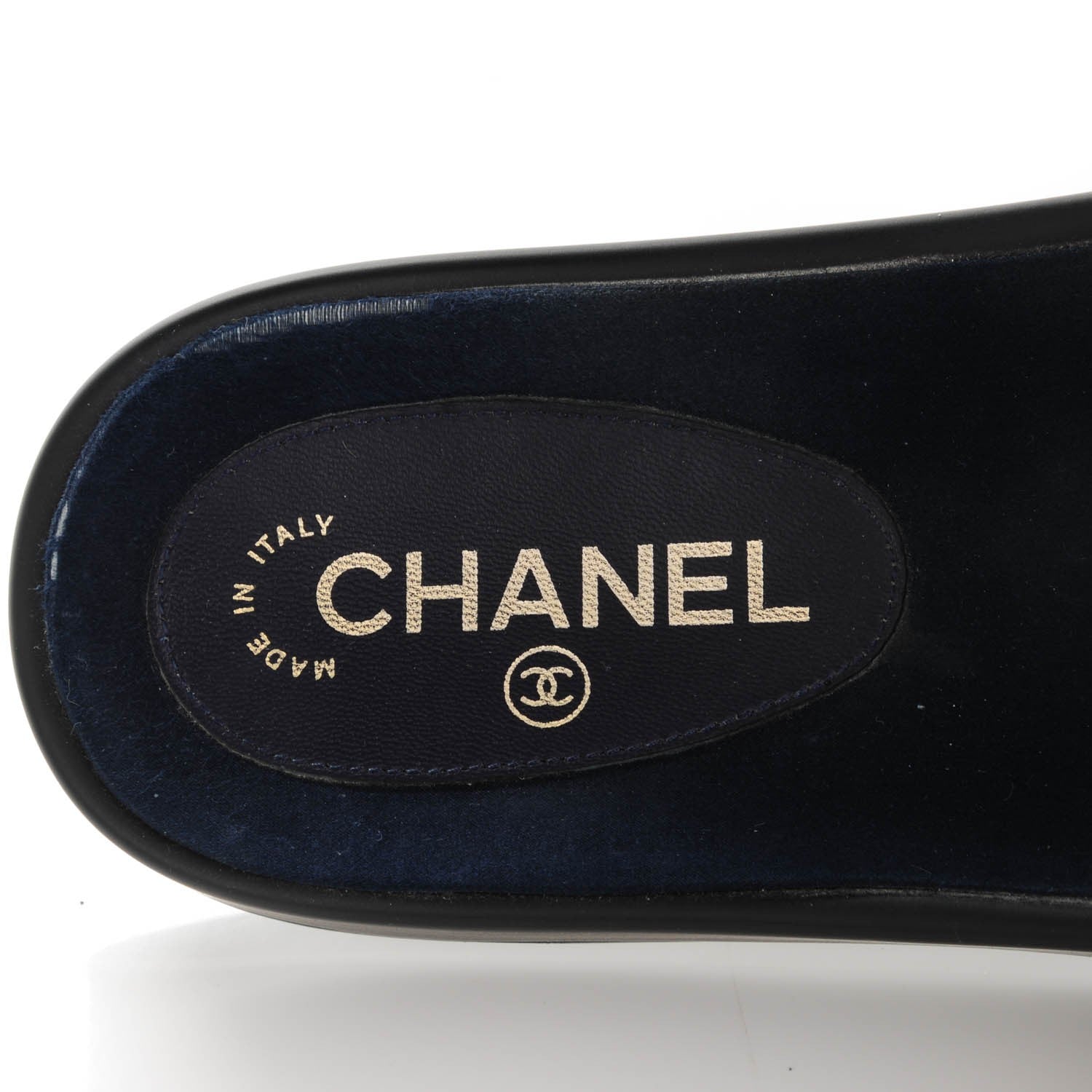 Chanel Lambskin Canvas Chain Flat Sandals 40 Navy 7 of 8