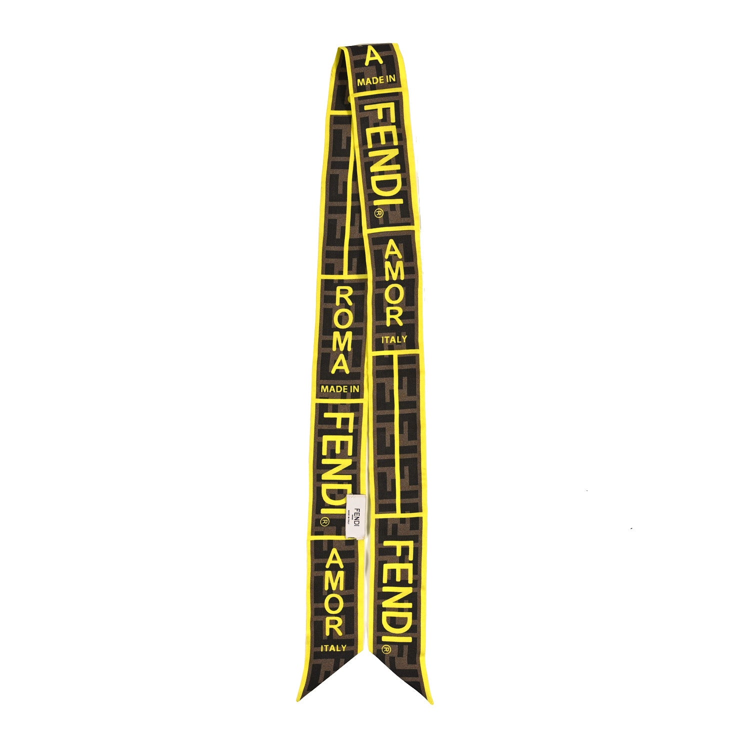 Fendi Silk FF 1974 Roma Logo Wrappy Scarf Set Rosa Fluo Tobacco Moro Giallo 2 of 4