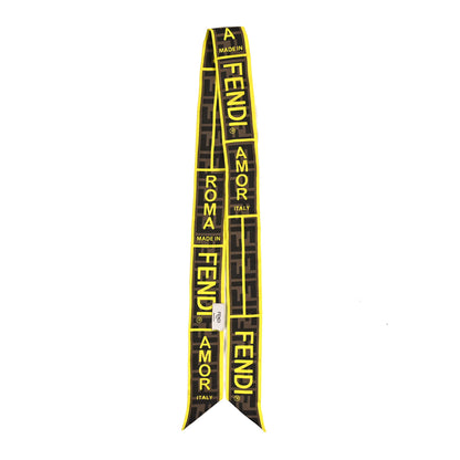 Fendi Silk FF 1974 Roma Logo Wrappy Scarf Set Rosa Fluo Tobacco Moro Giallo 2 of 4