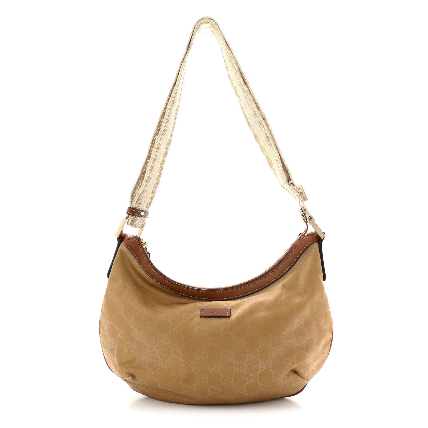 Gucci Nylon Monogram Web Medium Half Moon Hobo  Beige 1 of 13