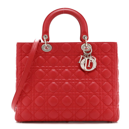 Christian Dior Lambskin Cannage Large Lady Dior Red 1 of 10
