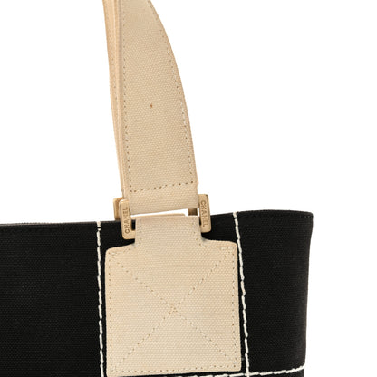 Chanel Canvas Square Stitched CC Small Tote Bag Black 17 of 19