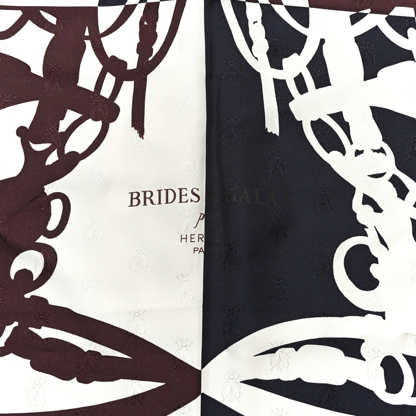 Silk Brides De Gala Quadri Tattoo Scarf 90 Marine White Bourgogne