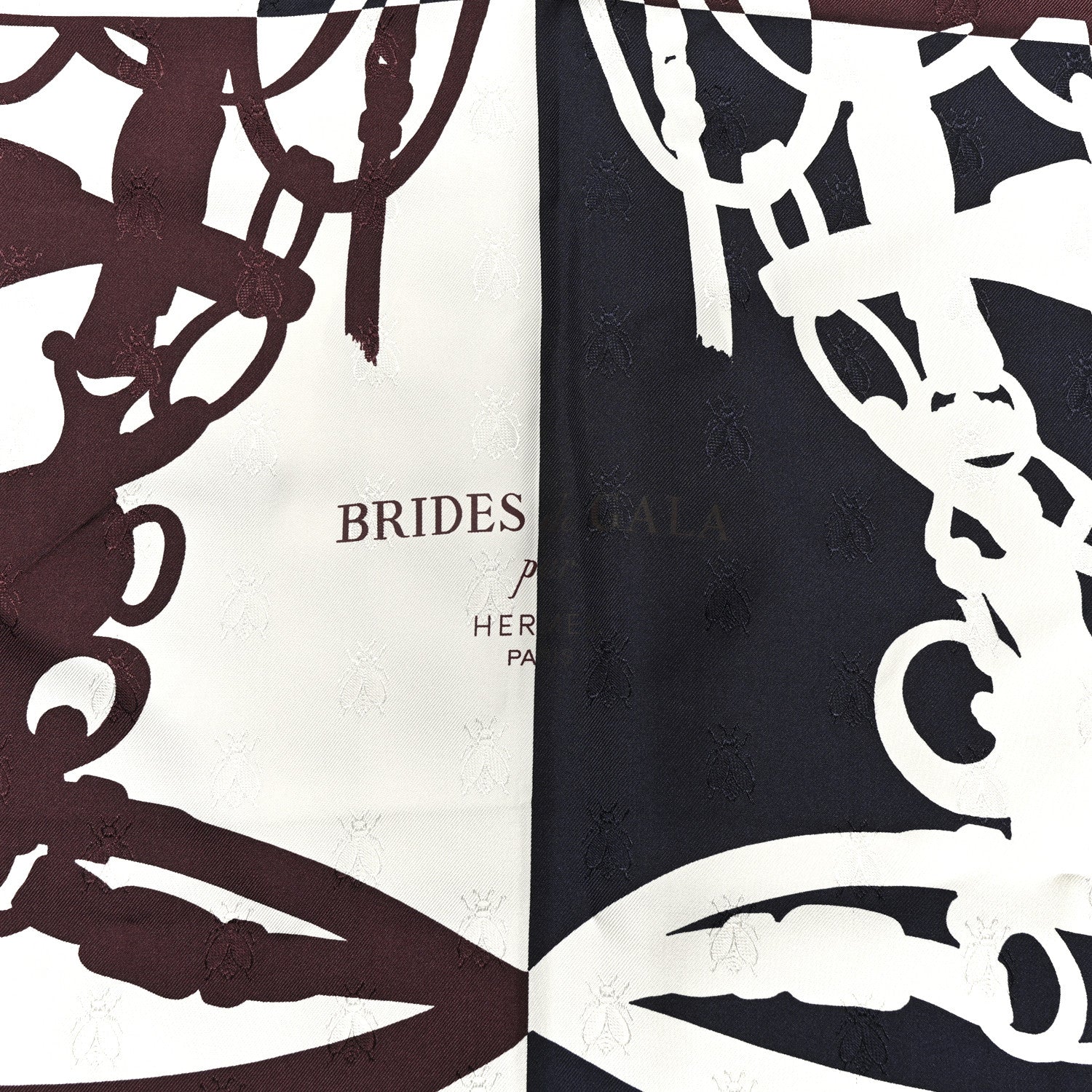 Hermes Silk Brides De Gala Quadri Tattoo Scarf 90 Marine White Bourgogne 2 of 4